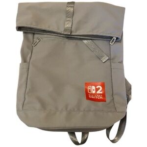 Rare Nintendo Switch 2 Backpack by Halfar Gray Canvas Laptop Bag Red White Logo